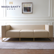 Brief Modern American Beige Trio Multiplayer Sofa Metal Designer Sample Board Room Guest Hall Furniture Light Lavish Customization