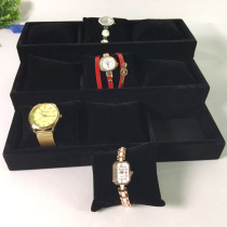 Ice velvet watch storage tray Jewelry display rack Wooden jewelry jewelry box Three-layer 9-digit pillow bracelet box