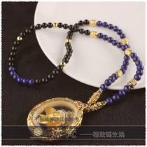 Thai Buddha Brand Chain Pure Natural lapis obsidian Necklace Buddha Brand Special Hanging Chain