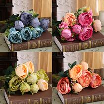 European advanced simulation flower flower art dried flower home living room fake flower arrangement silk flower wedding hotel peony flower jewelry