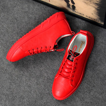 Red mens shoes autumn trendy shoes 2021 New Net red shoes mens board shoes Korean version of the trend more small red shoes men