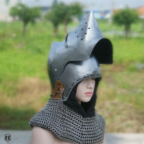 (Pig face helmet)Chainmail helmet Plate armor Medieval knight lining riding and cutting cold weapon ornaments