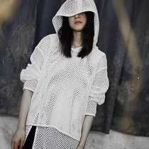 Hemp Colorless Original Design Pure Cotton Knit Caps Hollowed-out Jersey Woman Summer Sexy Loose Blouse Thin and Hood Damp