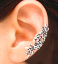 Garden ◇ American handmade exquisite and elegant rose leaves cuffs sterling silver earrings