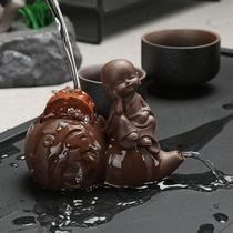 Chenxiang purple sand tea pet lucky gold Chan boutique tea accessories creative small ornaments spray water handmade tea play