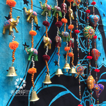 Indian bed and breakfast handmade fabric painted lens Copper bell clang Baby elephant door curtain hanging curtain Wind chimes string Yoga hall decorative string