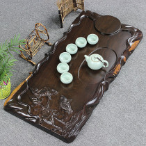 Kung Fu tea set tea table ebony tea tray whole solid wood carving household tea tray Lotus fish