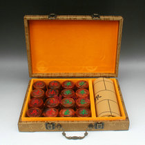 Laos red sour branch Chinese chess large wood carving old mahogany chess set leather board solid wood business gift