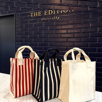 2022 SOUTH KOREA WIND INS BRIEF STUDENT SINGLE SHOULDER CARRY-ON SHOPPING BAG LARGE CAPACITY STRIPE BAG CANVAS WATERPROOF FEMALE BAG