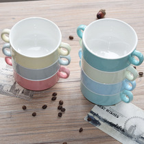 Special price clearance ceramic binaural baking bowl baking bowl steamed egg bowl baby rice bowl dessert bowl creative candy color soup cup
