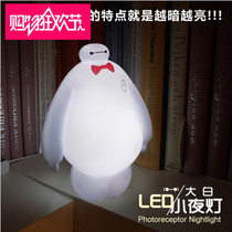 Big white mini plug-in night light control creative led night light Bedside light Cute energy-saving night light