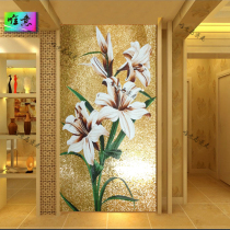 Meritocratic mosaic background wall applique ice jade gold leaf cut painting lily flower European-style Xuanguan Living room jigsaw puzzle parquet