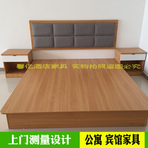 Set of modern board-style apartment hotel bed Full set of simple writing desk wardrobe TV bedside table Suite furniture