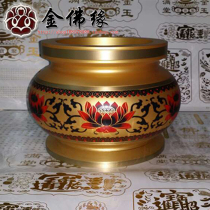 Buddhist supplies copper incense burner sandalwood incense burner hand-painted colorful lotus pure copper incense burner