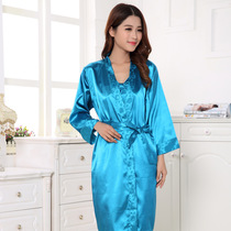 Sexy womens nightgown gown spring and autumn suspenders 2 sets of long sleeves like silk silk ladies pajamas set