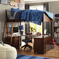 High and low bed to bed table multifunctional childrens bed combination adult space youth boys all solid wood customization