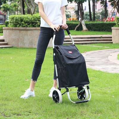 Shopping cart Shopping cart small pull car Folding aluminum alloy household climbing rod car increase capacity luggage hand pull trailer