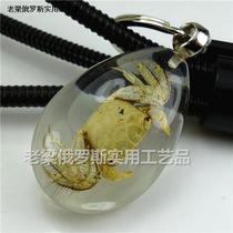 Z5 insect crystal amber keychain Key chain Colorless transparent crab meaning fortune prosperity large simple