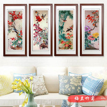 Wenzhou Ou embroidery boutique Meilan bamboo chrysanthemum interior decoration painting mural pure hand embroidery creative home crafts
