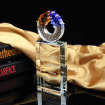 Creative glass Double Dragon Wall trophy crystal glaze medal celebration gift staff award prize customization