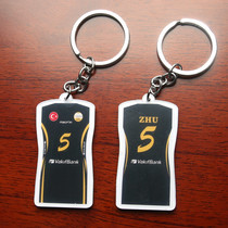 Key ring China womens volleyball team Zhu Ting Turkey Wakif Bank team black jersey uniform keychain pendant