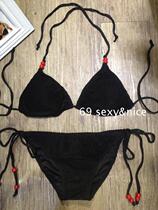 Swimsuit Black Bikini Sexy Coalecking Thicken Knit Display Slim Woman Bikini Split Swimsuit Black