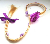 Ice and snow Aisha wig Sleeping Beauty Princess Wiggle Long Hair Princess Anna Wig Girl Hairband