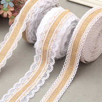 Lace linen roll diy Christmas craft decorative linen roll hemp rope braided tape on both sides lace ribbon