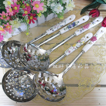 (Clearance) Bone China Bone China stainless steel kitchen utensils ceramic large colander hot pot colander face fishing fried fishing