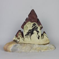 Yingkesong boutique natural floating Qingtian stone carving decoration pretty color splint landscape trees entrance town house is a good explosion