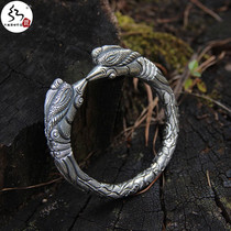  Red silver original silver 999 foot silver bracelet female retro national style full carving Shuangfeng Chaoyang domineering bracelet