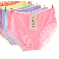6 womens underwear modal lace low-waisted cotton fabric thin cotton mid-waist large size knickers