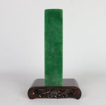 Emerald green seal of fine natural Yunnan jade gold stone seal engraving pure handmade art treasured calligraphy and painting game