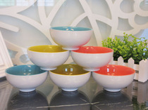 Ceramic candy colored rice bowl bone china tableware set Bowl sugar water bowl goblet anti-scalding hand childrens Bowl