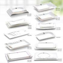 Imitation porcelain rectangular plate Melamine white household dish Restaurant hotel tableware Western dish Plastic hot pot flat plate