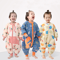 Hosibe childrens legs sleeping bag CUHK Tong Chun Autumn Winter Thickened Clips Cotton baby Anti-kicks Sleeping Clothes