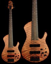 Custom Basses Singlecut Patterned Redwood 5 String Electric Bass