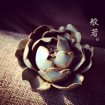 Incense Stick Oven Handmade Ceramic Turn Back Incense Stove Thread zen Serie Peony Peony Fragrant Lavender Incense toss stick pan-like.