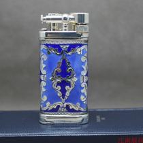German Sillems cross 925 enamel double-sided carved pipe lighter 1990 Blue