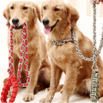 Dog traction rope Iron chain Medium and large dog Golden Retriever Labrador Anti-bite iron chain Nickel plated anti-rust collar