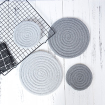 Nordic coil coaster handmade cotton thread weave thick insulated gray coffee cupboard pad non-slip anti-scalding pot mat