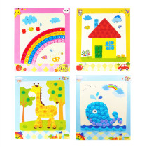 Summer handmade work material bag diy button painting children paste making primary school children parent-child button painting