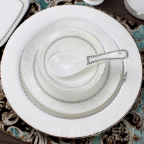 High-end Hotel Restaurant Swing Table Hotel Ceramic Cutlery Dining Room Hem Tray Restaurant Bowls Dish Spoonful Bone Porcelain Suit