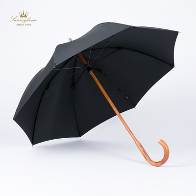 Samantha Solid one-piece maple umbrella long handle male black retro wooden business British straight handle sunny