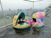  Trendy childrens swimming ring seat ring thickened baby sunshade seat ring Steering wheel boat sunscreen belt Peng Chao