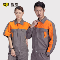 Can shield cotton summer long and short sleeve overalls summer clothing labor insurance clothing mens overalls set mens welding clothing