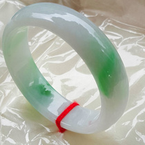 Burmese Sun green bracelet light green old pit a goods with certificate ice glutinous bracelet jade bracelet jade bracelet