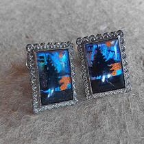 Western antique jewelry vintage jewelry butterfly wings hand-painted ear clip