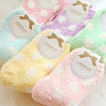Special Price Japan Order Cream Polo Dot Towel Socks Flooring Socks Soft cotton socks Cotton Socks Super Warm