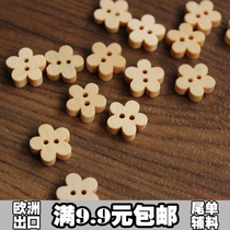 Original Wood Color Cute Little Flowers Wood Button DIY Handmade Accessories Children Sweater Decorative Buttons RMBone 3